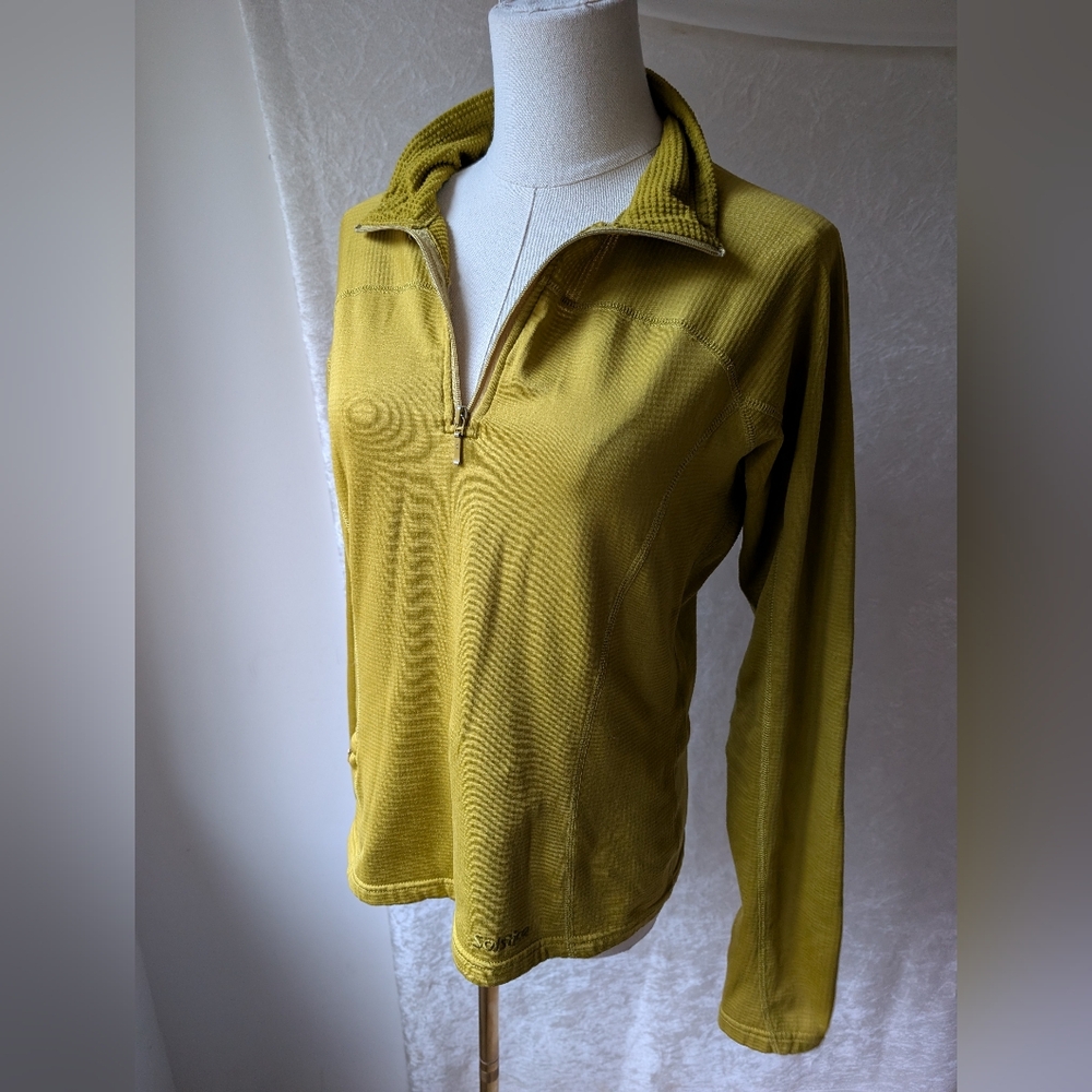 Solstice Dark Yellow Mustard Polyester Active V-neck Top Long Sleeve